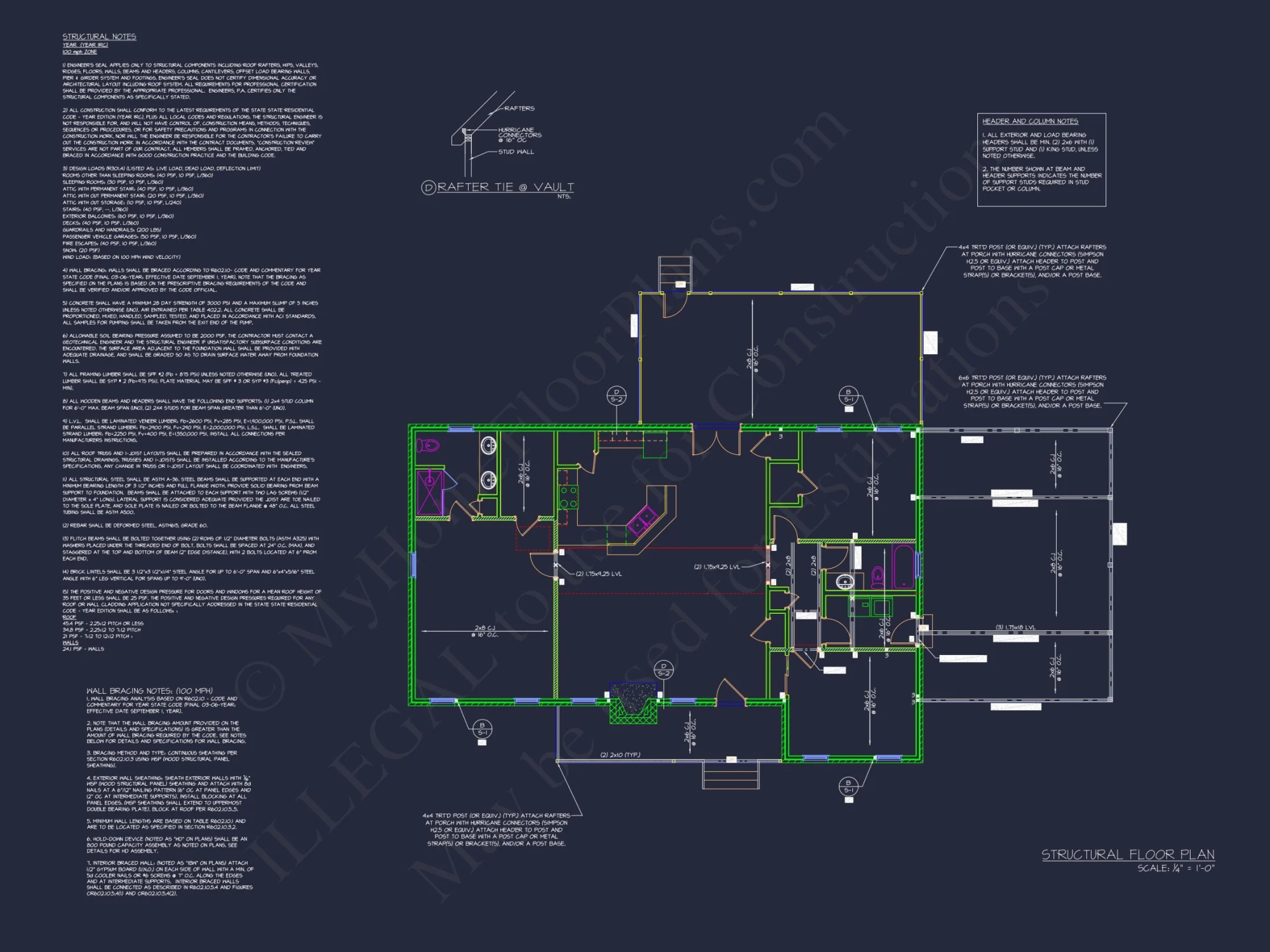 Craftsman Ranch house Plan: 3-Bed, 2-Bath Floor Blueprint