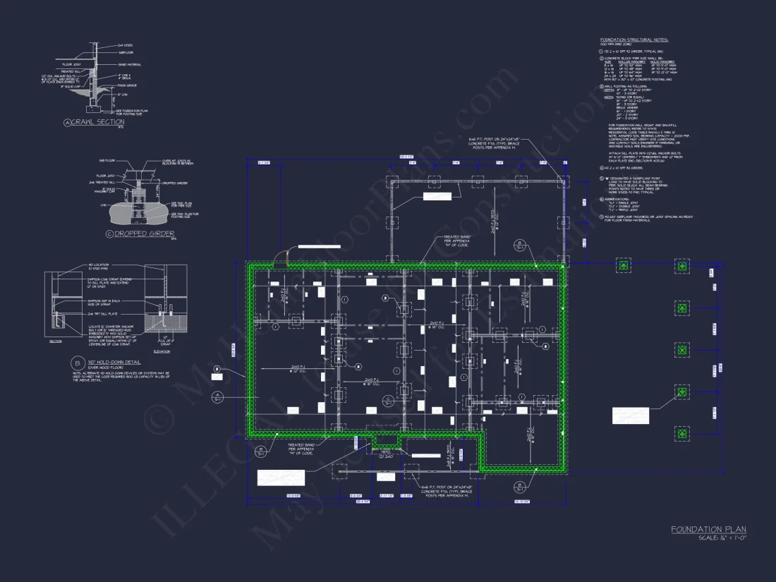 Craftsman Ranch house Plan: 3-Bed, 2-Bath Floor Blueprint