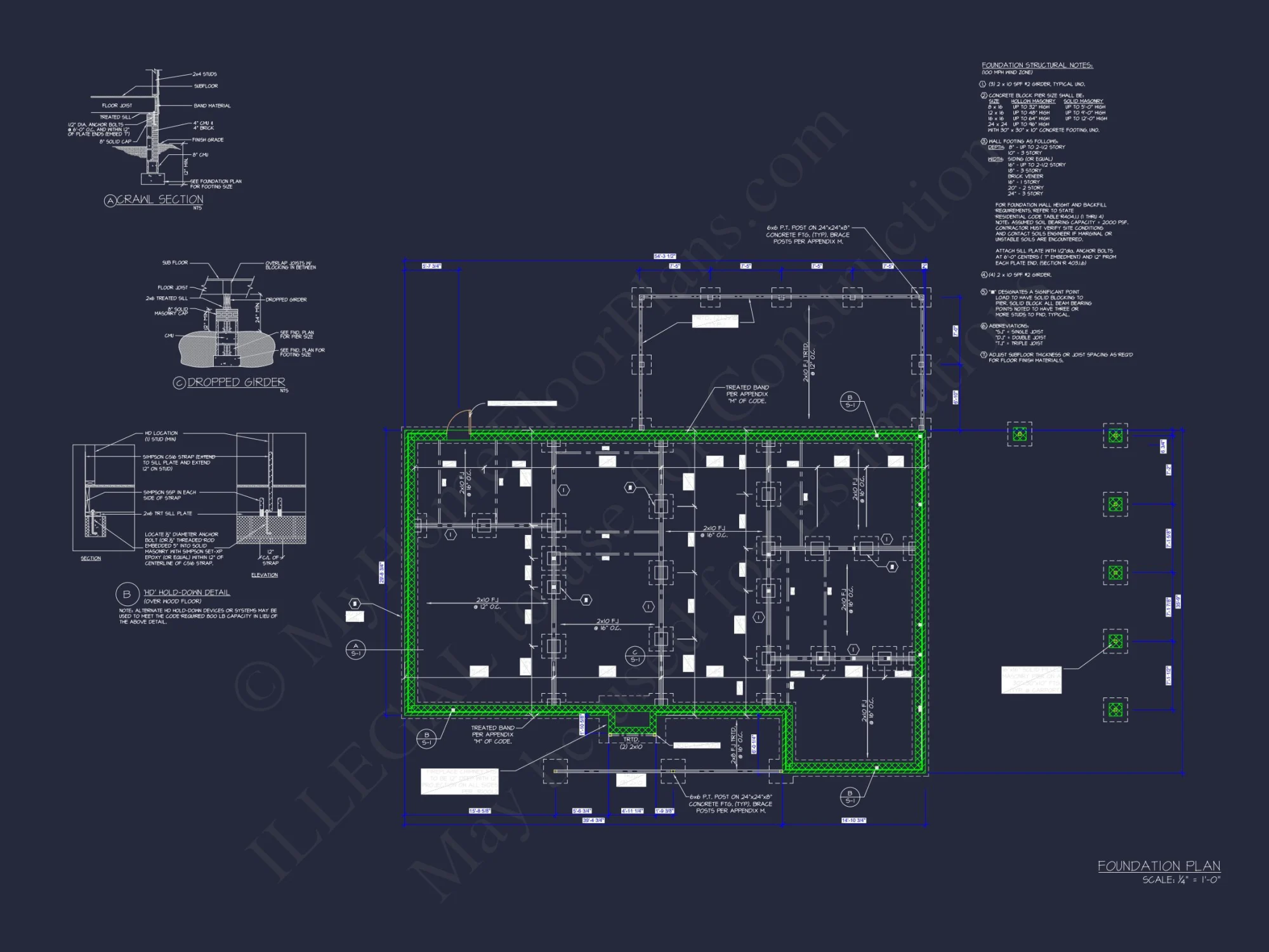 Craftsman Ranch house Plan: 3-Bed, 2-Bath Floor Blueprint