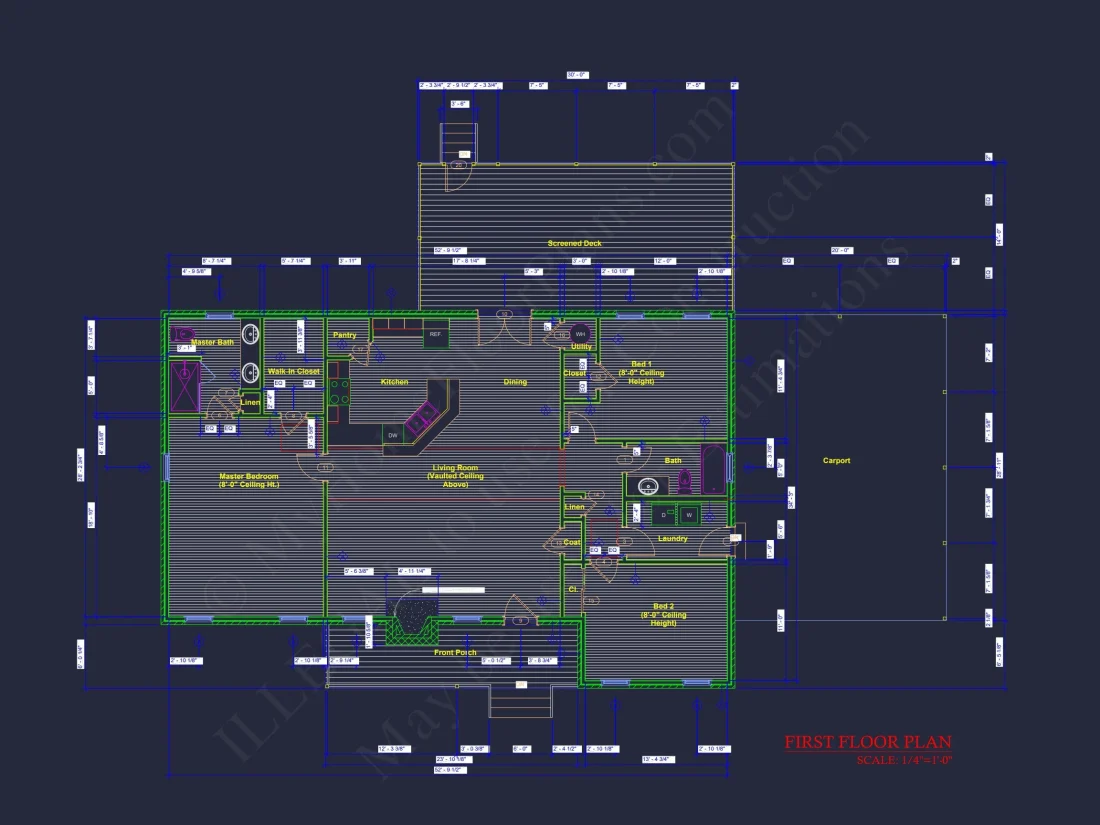 Craftsman Ranch house Plan: 3-Bed, 2-Bath Floor Blueprint