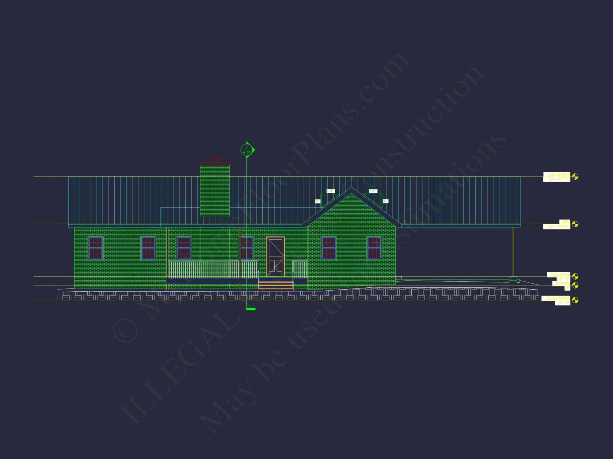 Craftsman Ranch house Plan: 3-Bed, 2-Bath Floor Blueprint