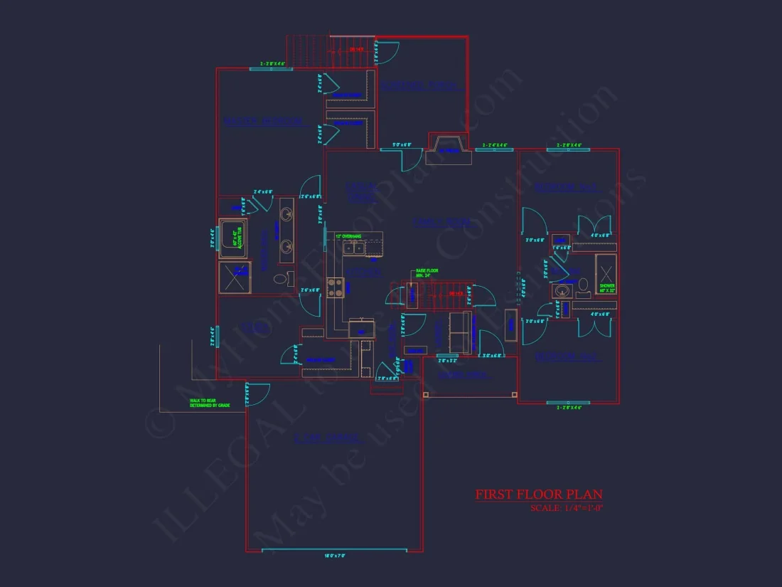 Efficient house Plan: Detailed Floor Plan with CAD Designs