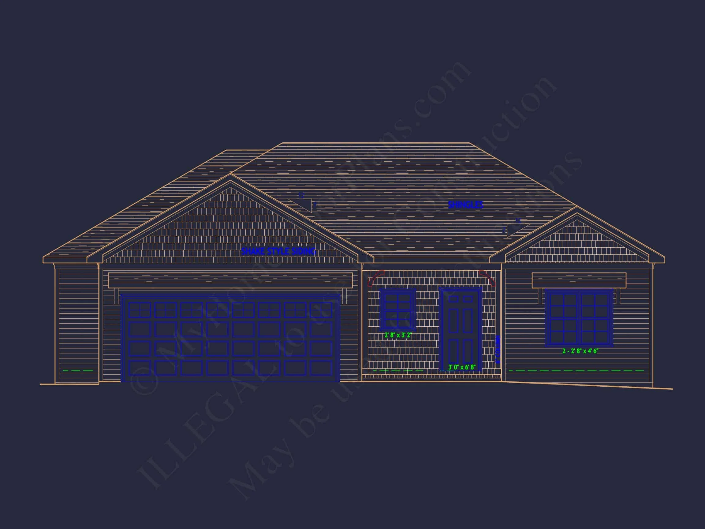16-1509 HOUSE PLAN -Craftsman Ranch House Plan - 3-Bed, 2-Bath, 1638 SF 3 Efficient house Plan: Detailed Floor Plan with CAD Designs