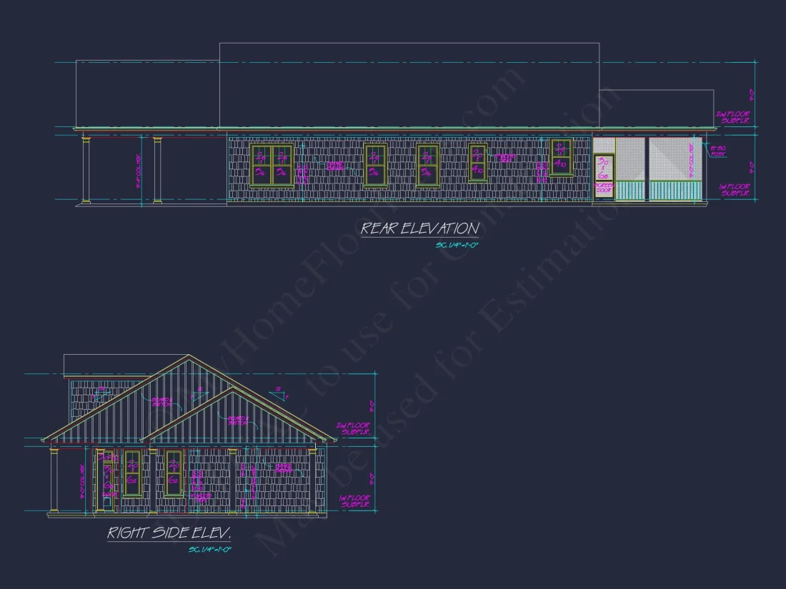 Craftsman house Plan with 2 Story Floor Plan & CAD Designs