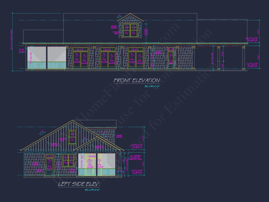 Craftsman house Plan with 2 Story Floor Plan & CAD Designs