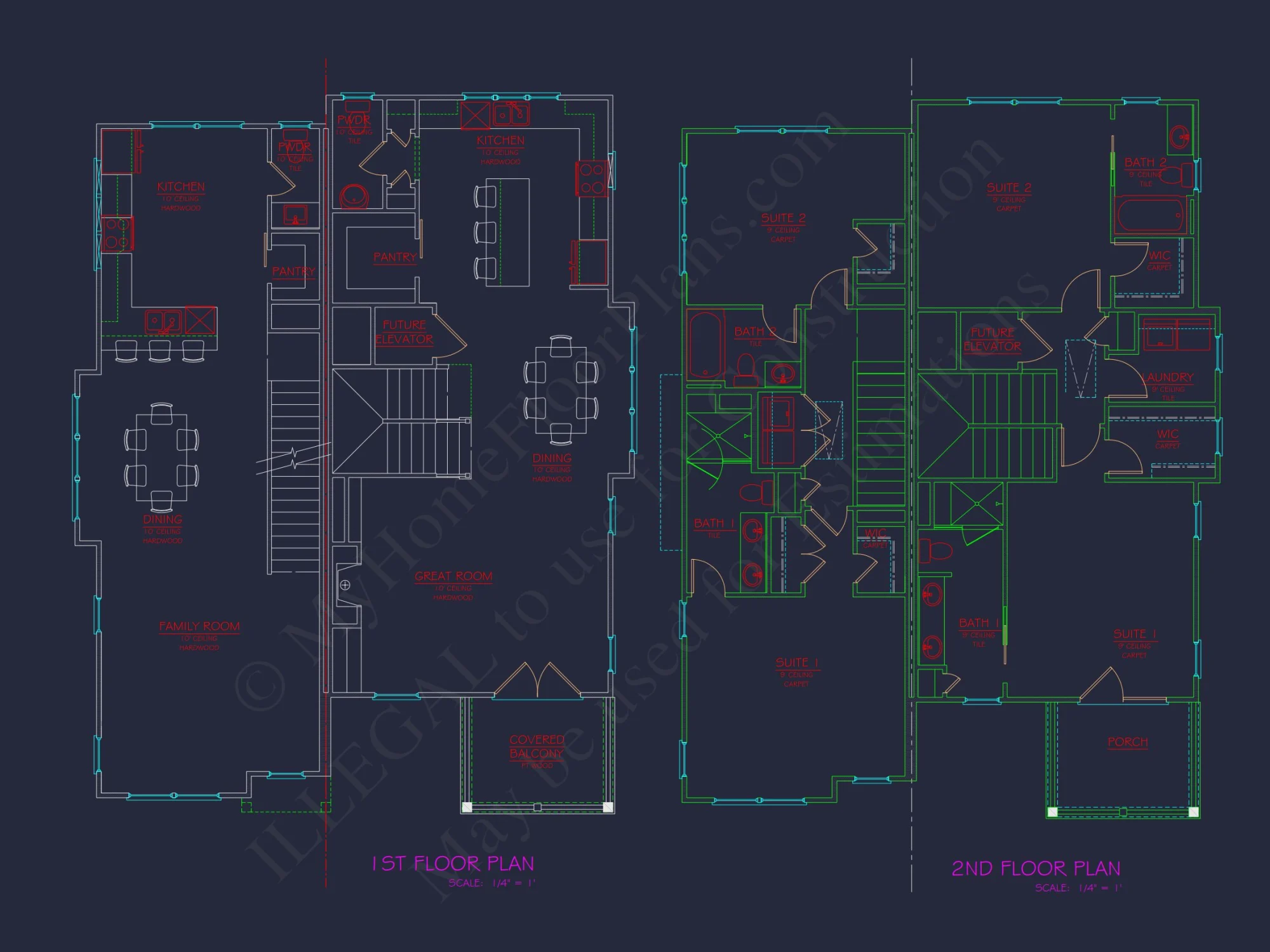 Spacious Duplex house Plans with Architectural Designs Blueprint