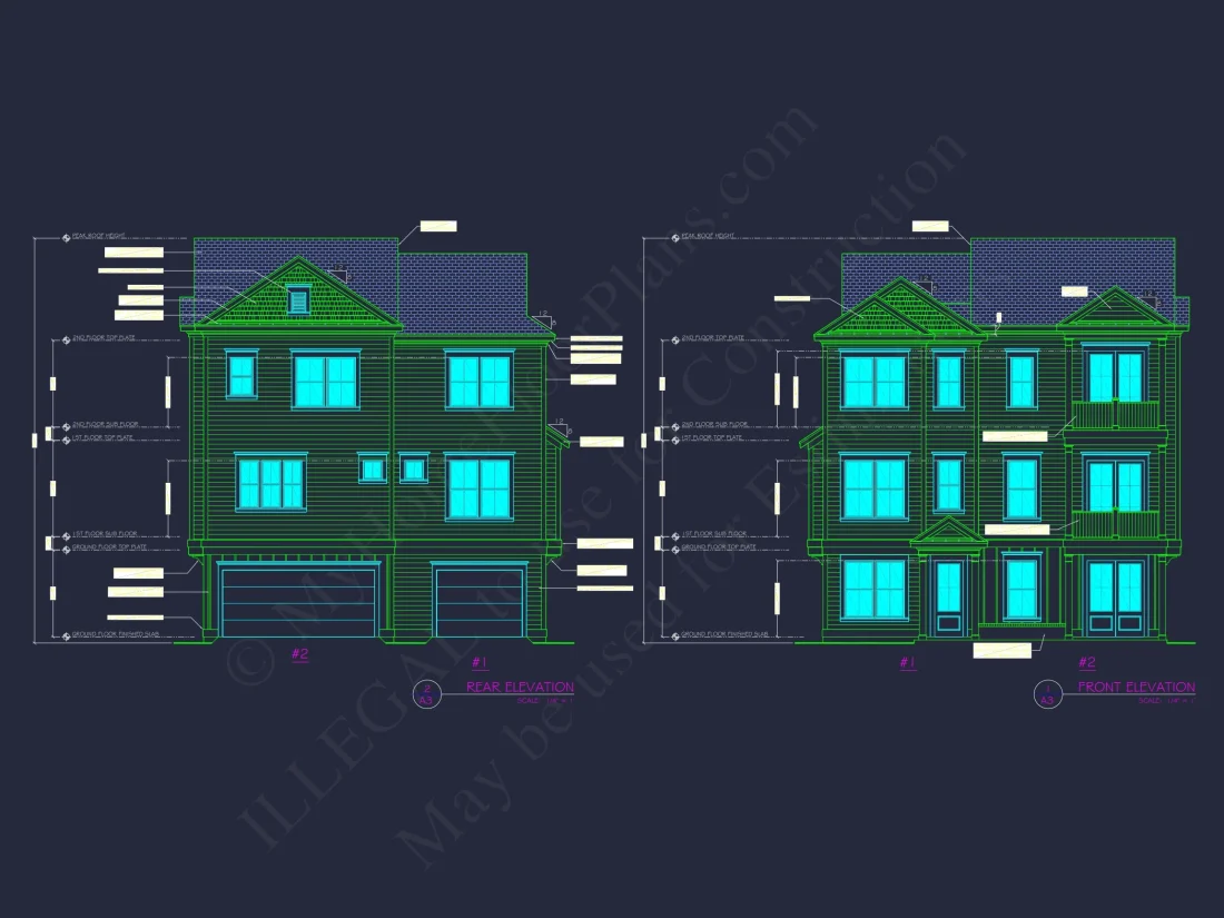 Spacious Duplex house Plans with Architectural Designs Blueprint