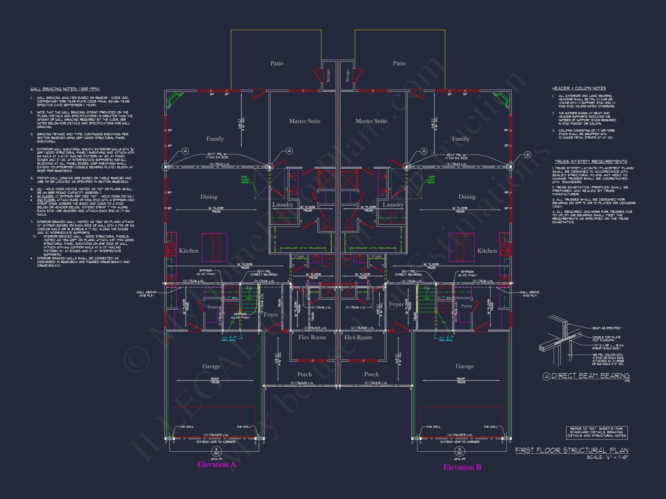 16-1064 HOUSE PLAN - Traditional Ranch House Plan - 3-Bed, 2-Bath, 2,600 SF 11 Stunning Duplex house Plan with CAD Designs and Blueprints