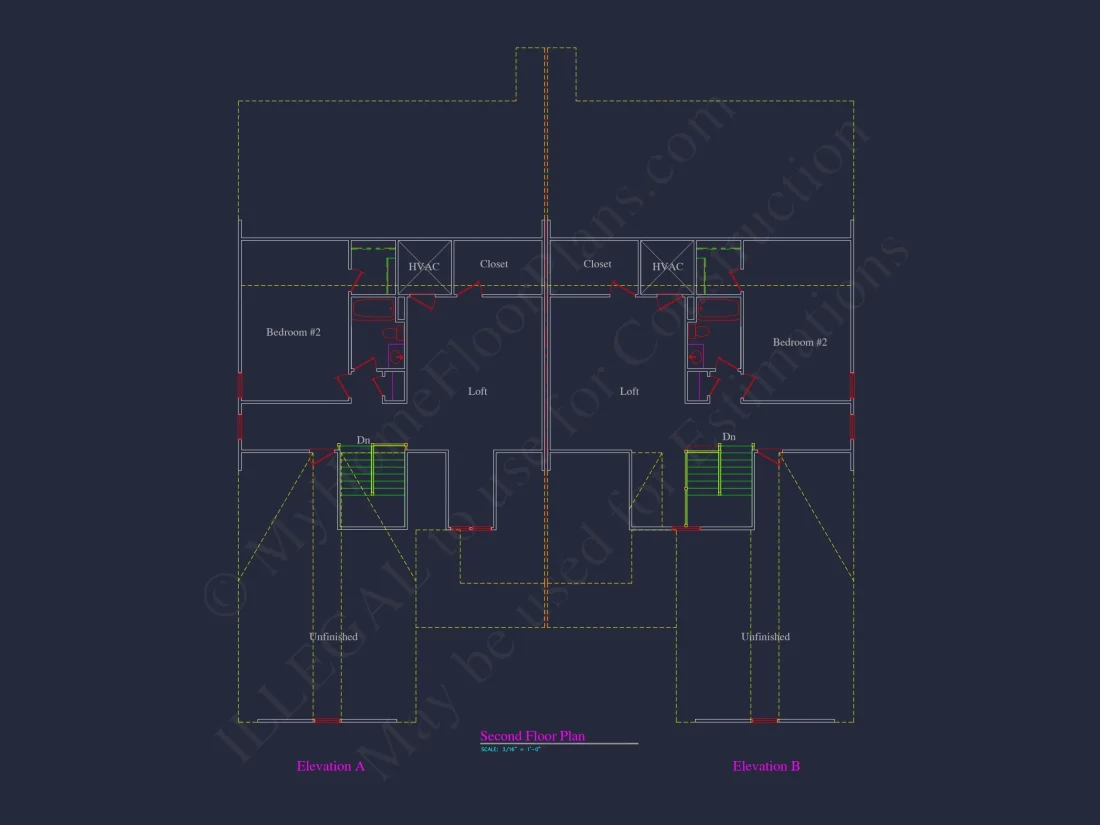 Stunning Duplex house Plan with CAD Designs and Blueprints