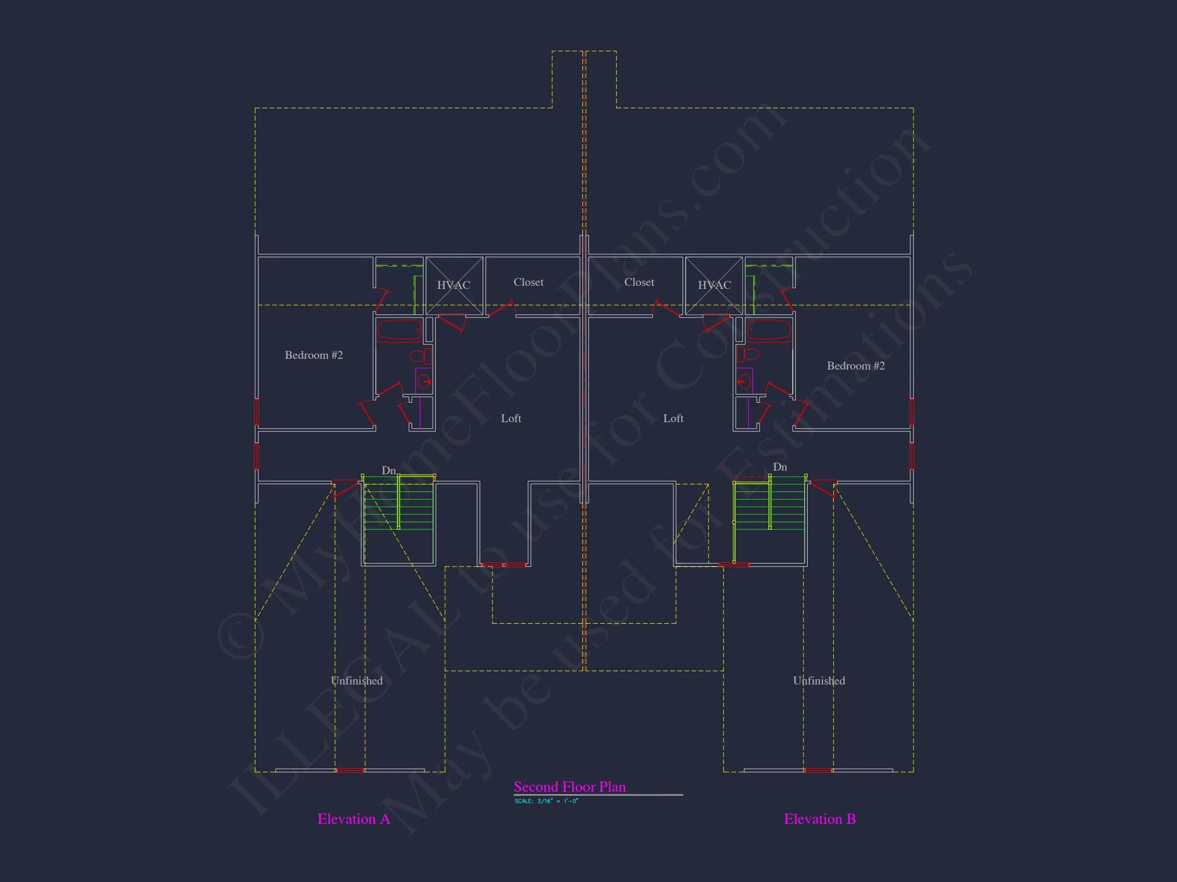 16-1064 HOUSE PLAN - Traditional Ranch House Plan - 3-Bed, 2-Bath, 2,600 SF 7 Stunning Duplex house Plan with CAD Designs and Blueprints