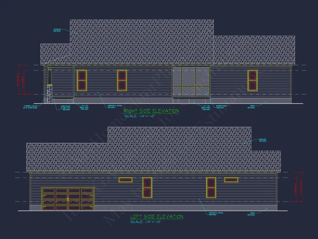 Craftsman Ranch house Plan with Detailed Floor Plan and CAD Designs