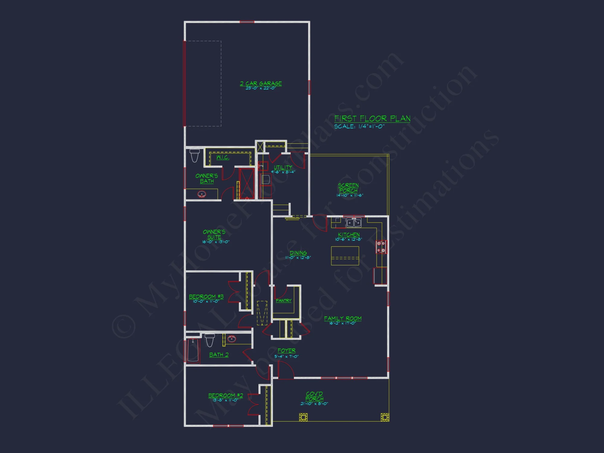 Craftsman Ranch house Plan with Detailed Floor Plan and CAD Designs