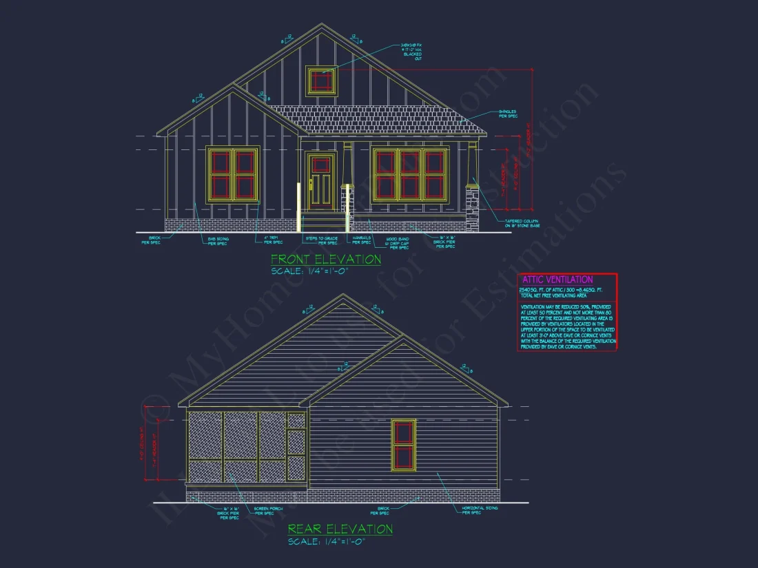 Craftsman Ranch house Plan with Detailed Floor Plan and CAD Designs