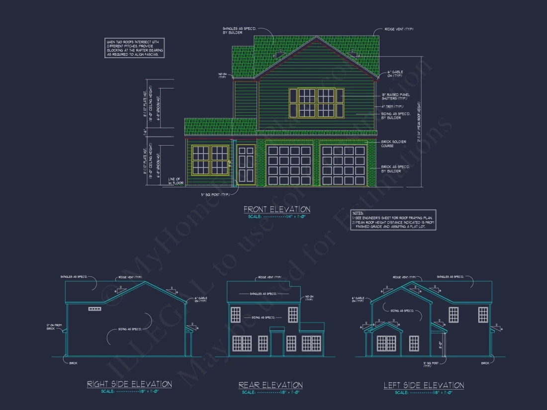 Efficient 2-Story house Plan with 3 Bedrooms and CAD Design
