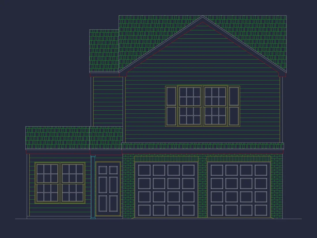 Efficient 2-Story house Plan with 3 Bedrooms and CAD Design