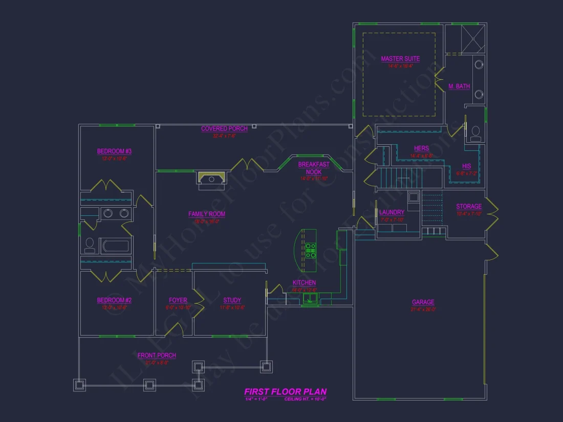 Spacious 3-Bedroom house Plan with Blueprint and CAD Designs
