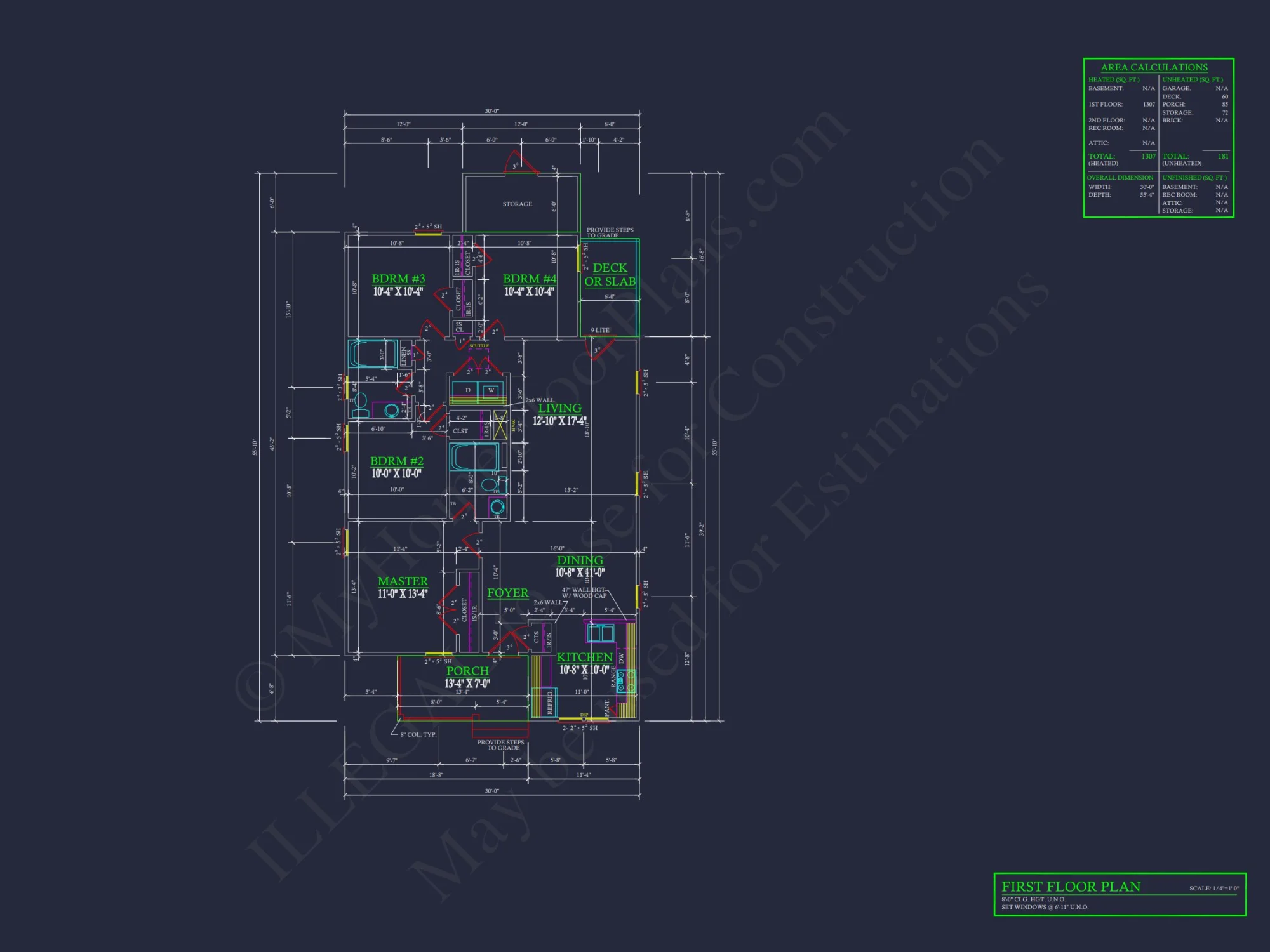 Modern 4-Bedroom house Floor Plan with CAD Designs & Blueprint