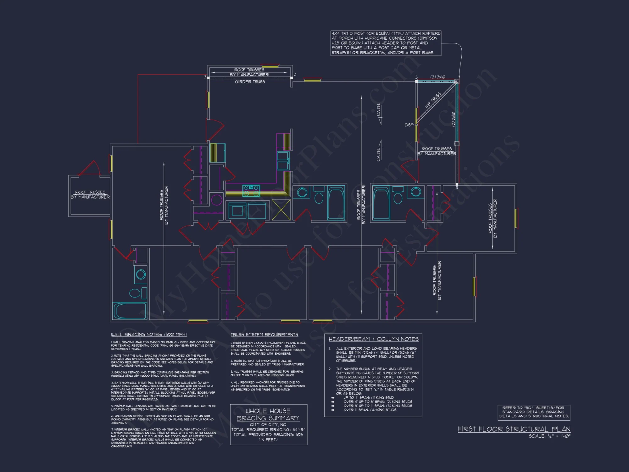 Affordable Ranch house Floor Plan with 6 Bedrooms and CAD Designs