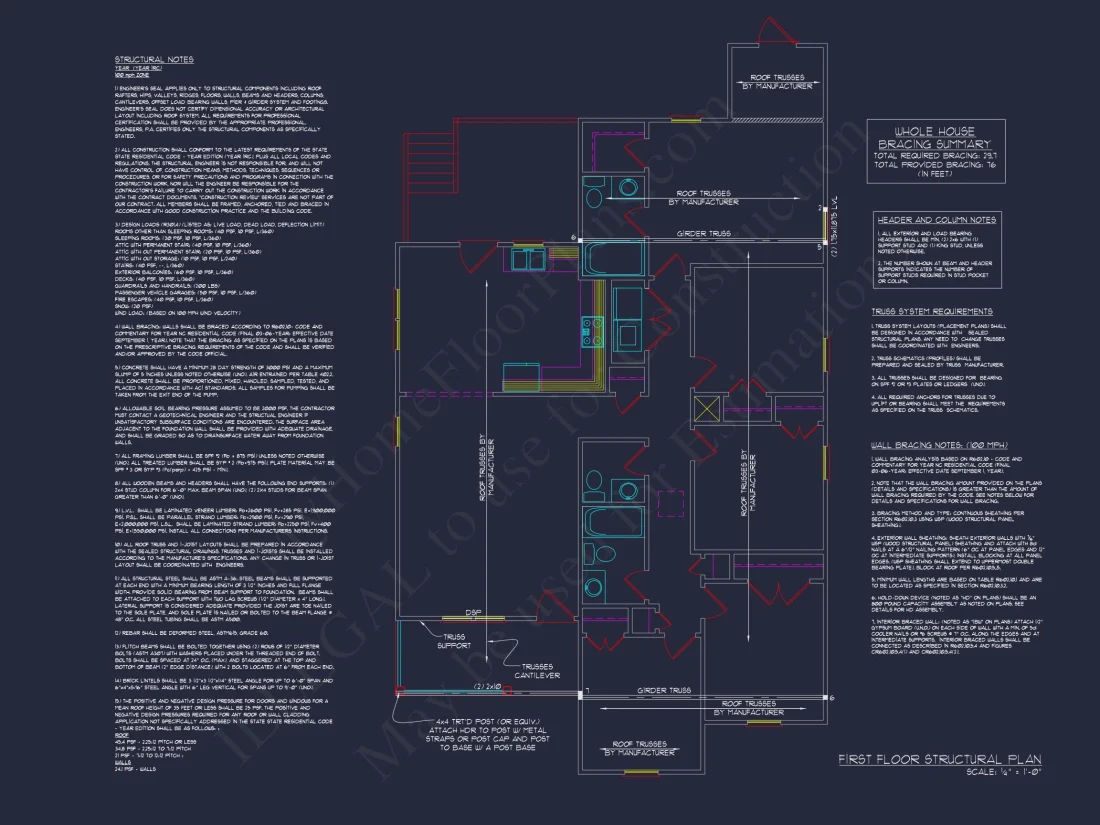 34' WIDE SINGLE STORY house FLOOR PLAN CAD BLUEPRINTS