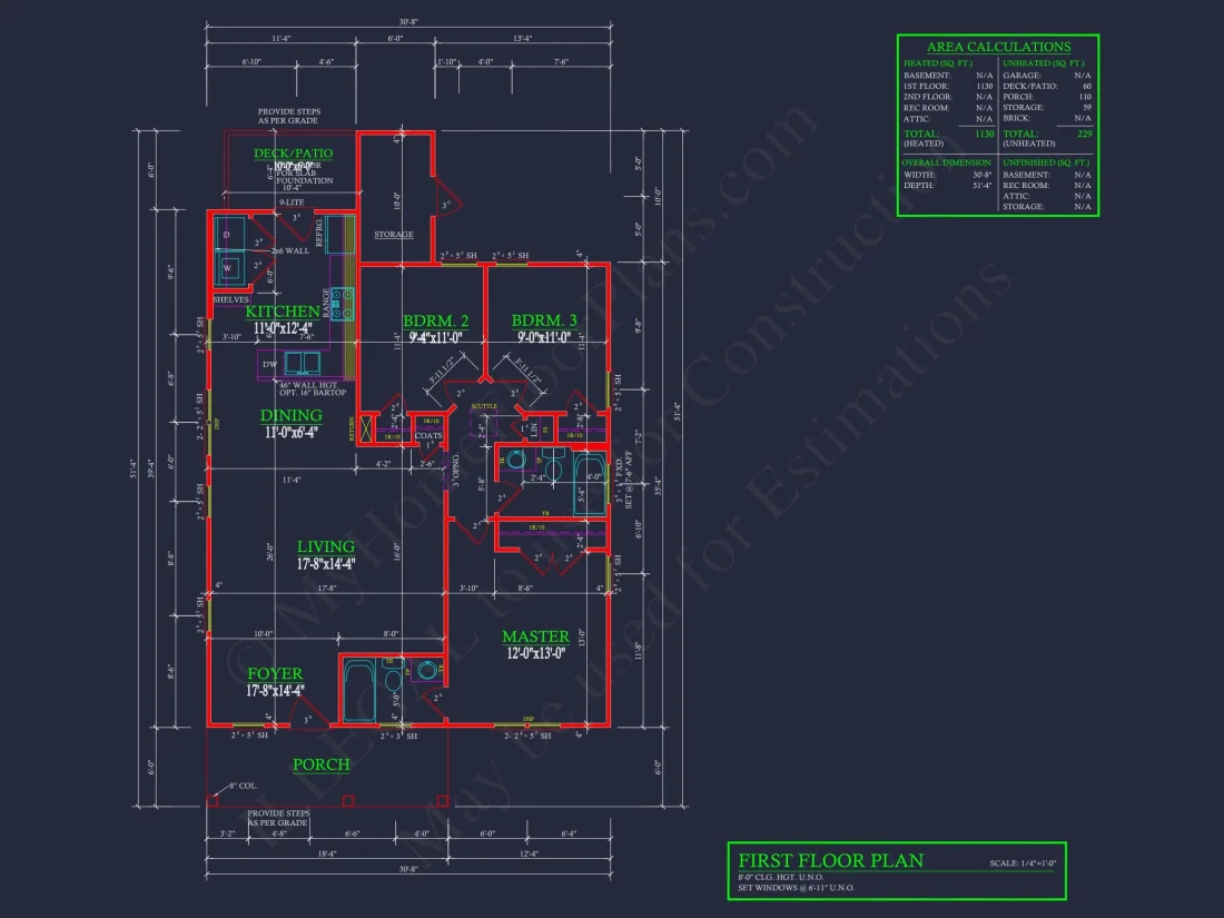 1130 Sq. Ft. house Plan with Open Floor Blueprint