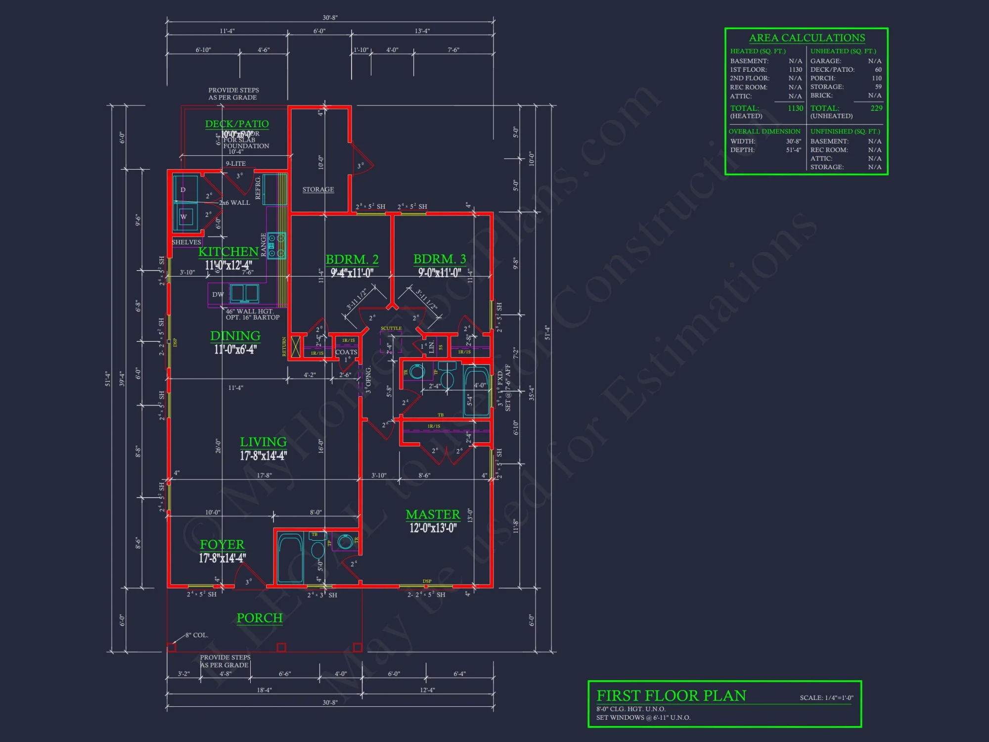 1130 Sq. Ft. house Plan with Open Floor Blueprint