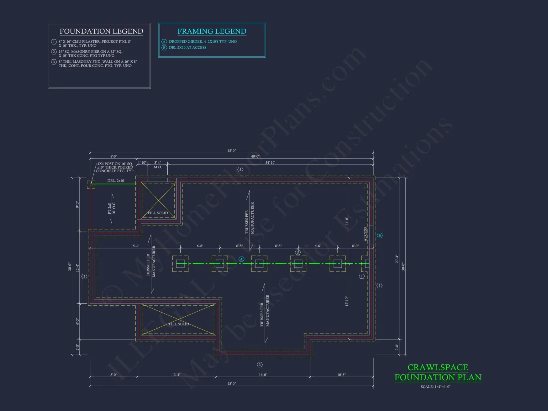 Small Ranch house Plan with Open Floor Blueprint & CAD Designs