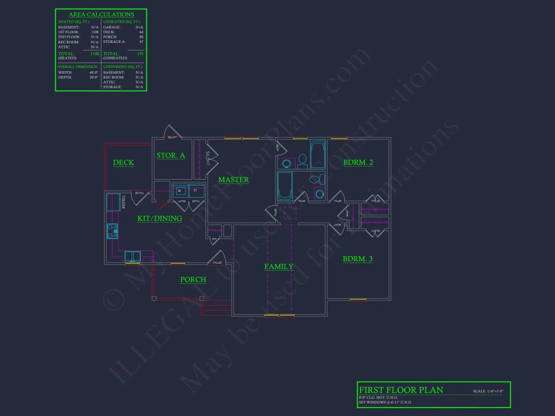 Small Ranch house Plan with Open Floor Blueprint & CAD Designs