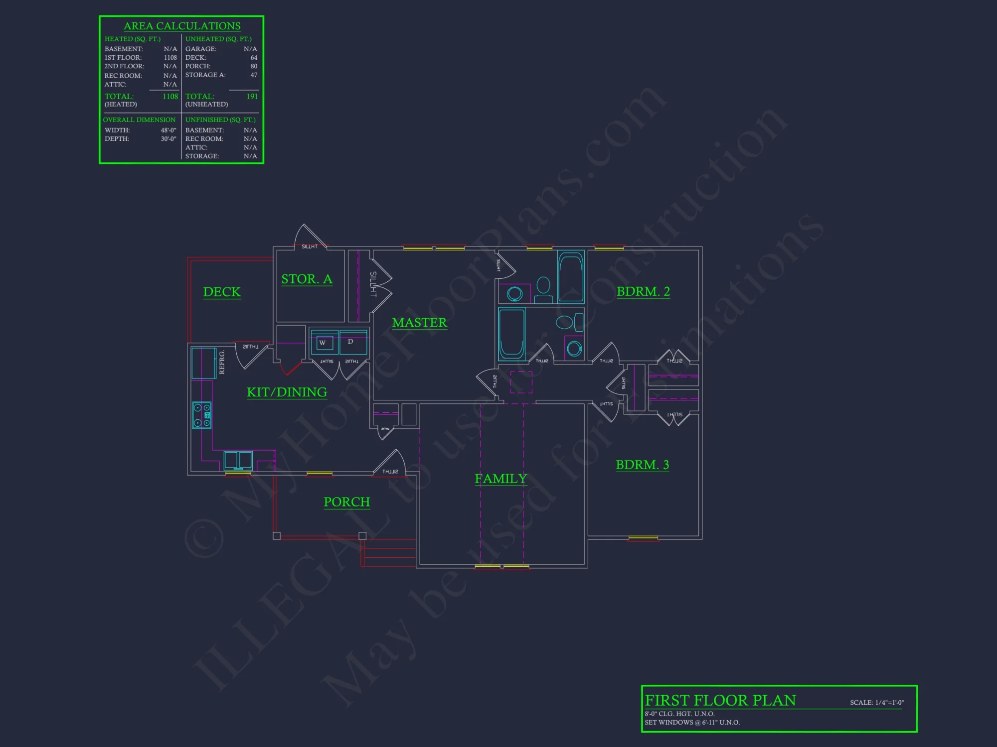 Small Ranch house Plan with Open Floor Blueprint & CAD Designs