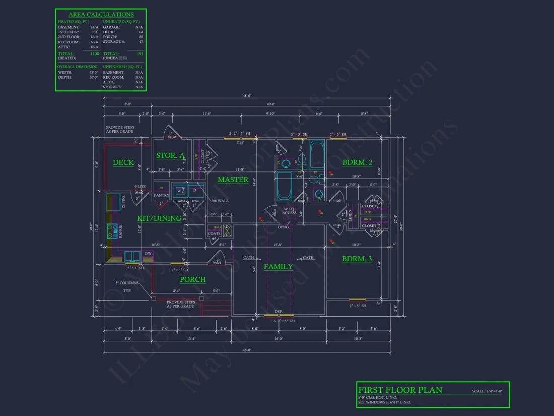 Small Ranch house Plan with Open Floor Blueprint & CAD Designs