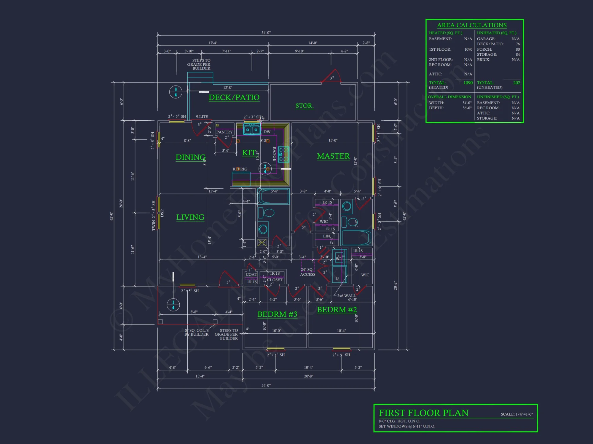 3-Bed CAD Designs & Blueprint