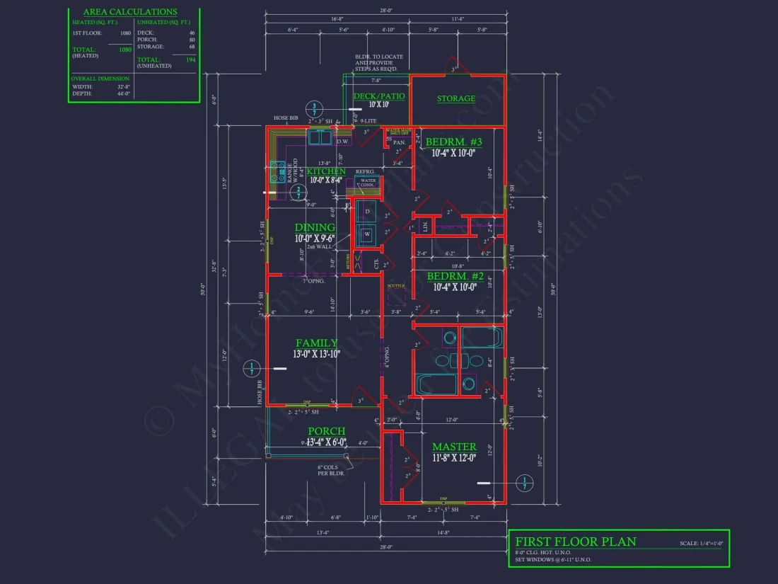 1080 Sq Ft house Plan with 3 Bedrooms