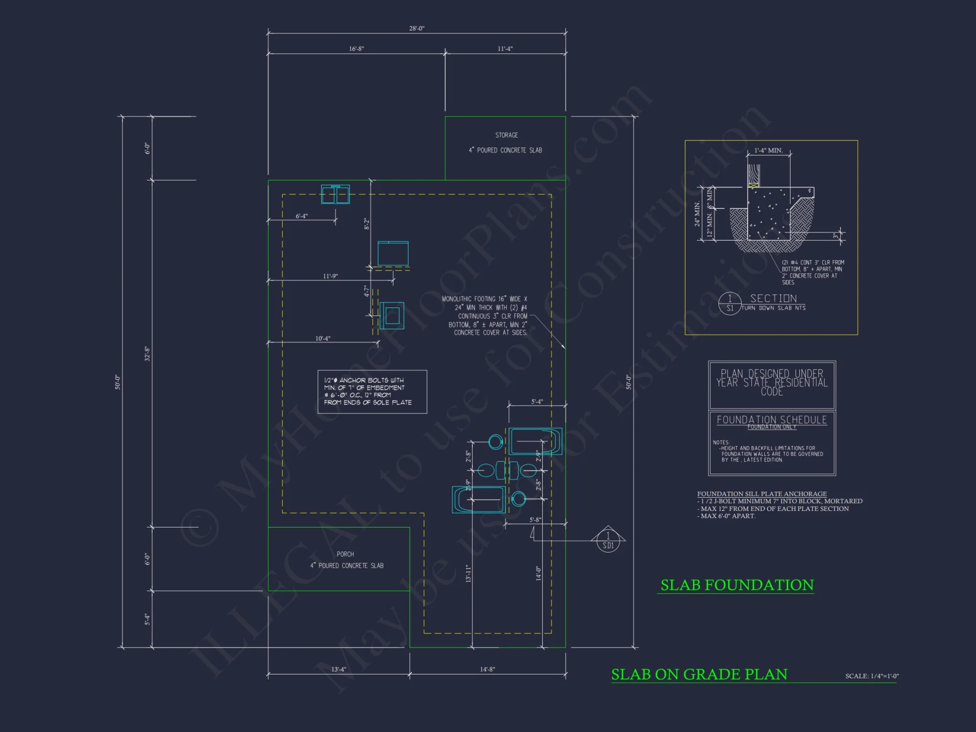 1080 Sq Ft house Plan with 3 Bedrooms