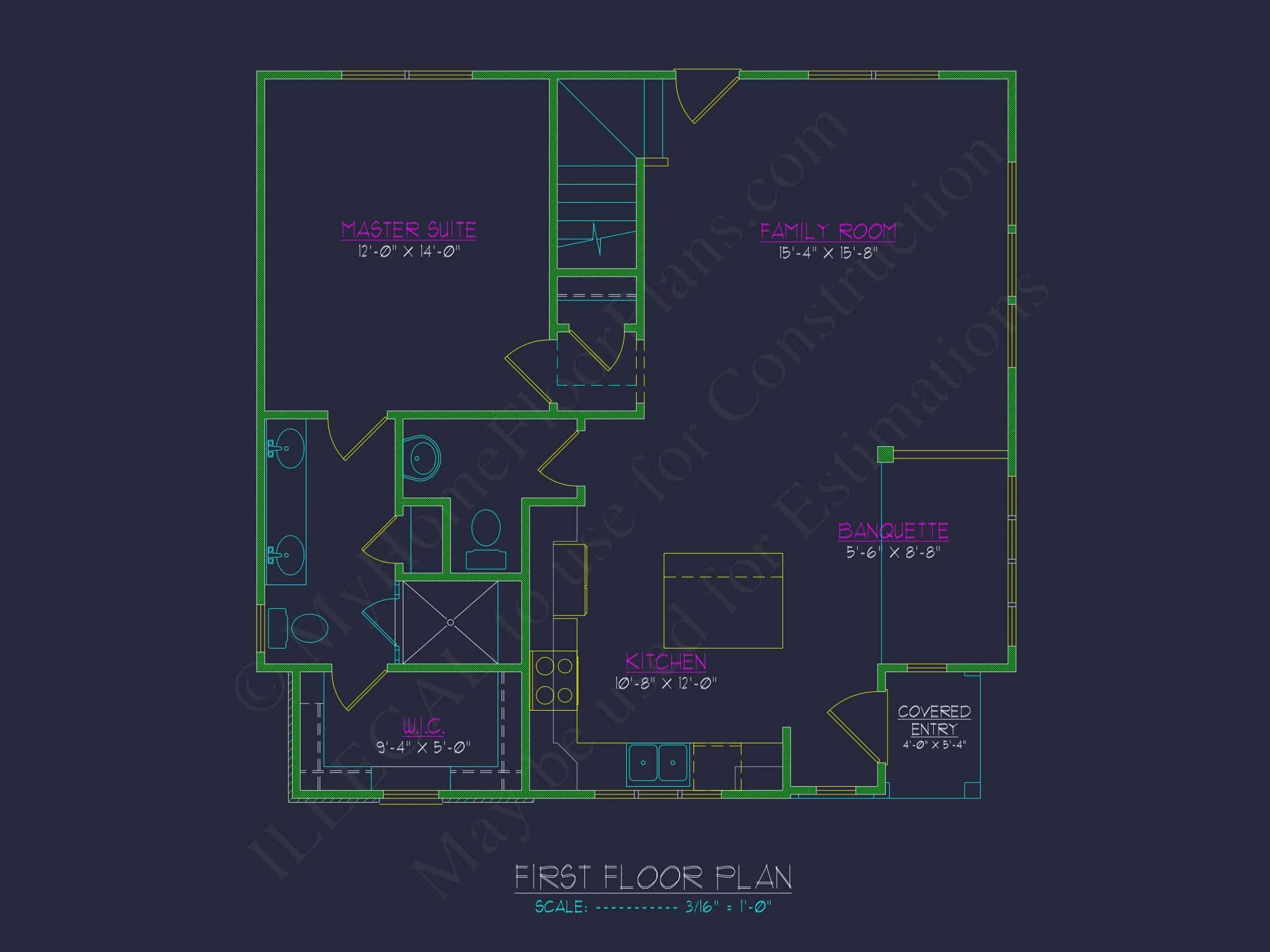 15-1616 HOUSE PLAN - Modern Craftsman House Plan – 4 Bed, 2 Bath, 1,866 Sq Ft with Loft & 2-Car Garage 33 Modern house Floor Plan with Blueprint Designs and CAD Files