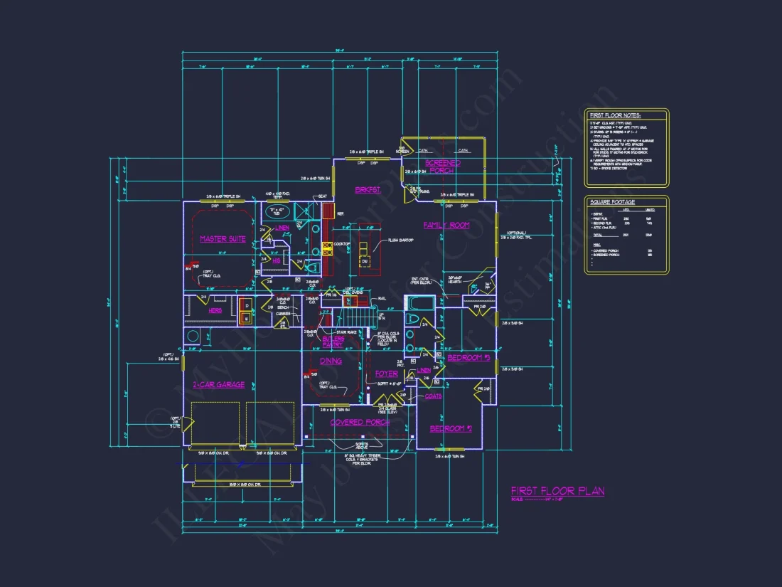 Custom Craftsman house Plan with Detailed Floor Plans, CAD Designs