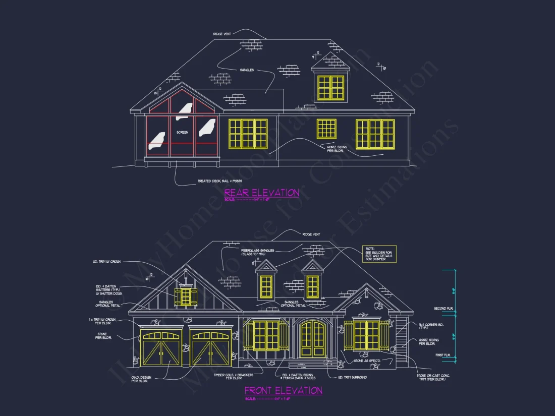 Custom Craftsman house Plan with Detailed Floor Plans, CAD Designs