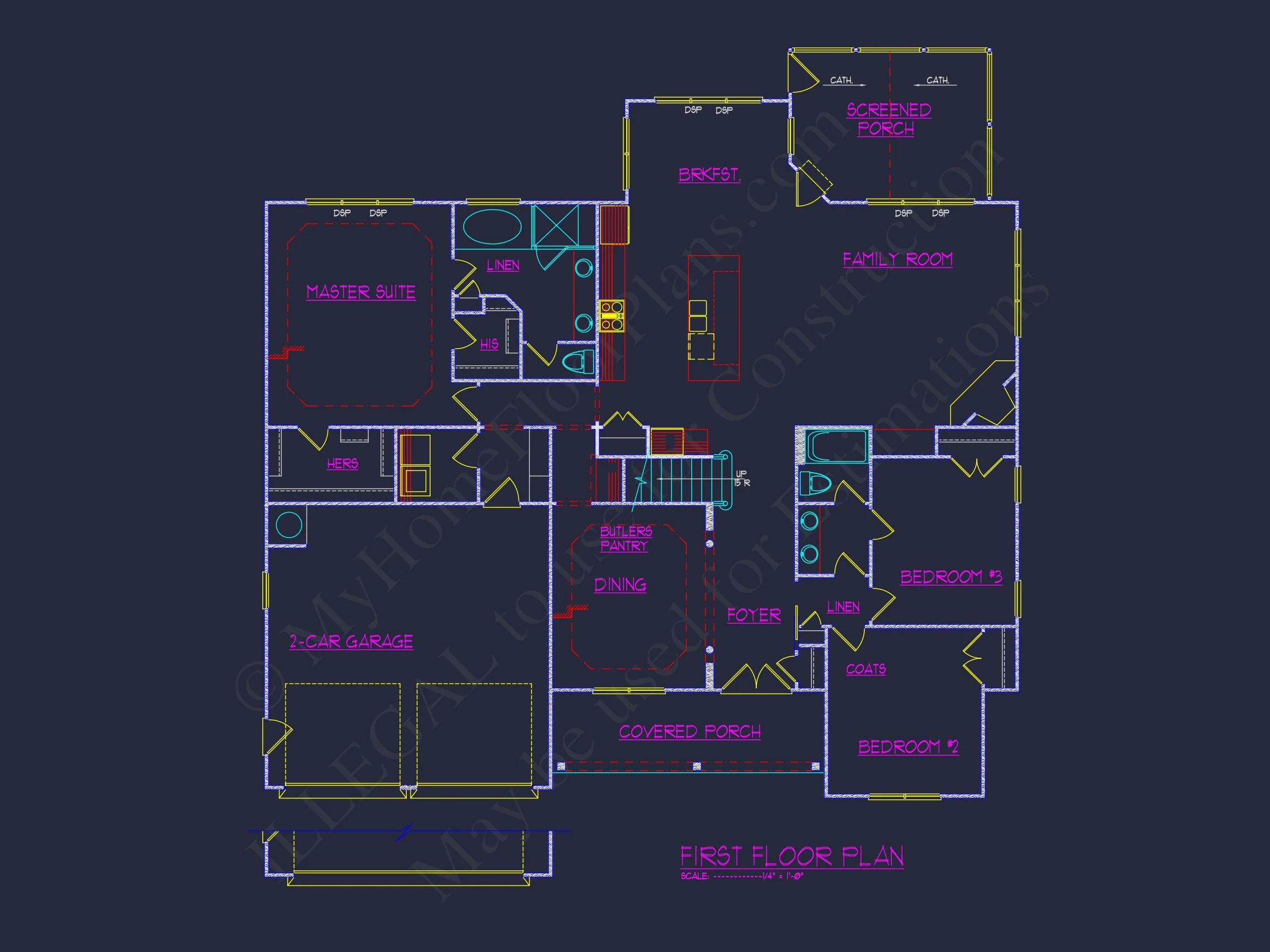 14-2030 HOUSE PLAN - 3-Bed, 2-Bath Craftsman Ranch House Plan – 2,521 Sq Ft with Bonus Room & Porch 25 Custom Craftsman house Plan with Detailed Floor Plans, CAD Designs