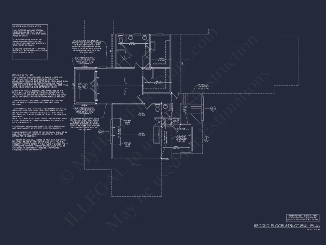 Craftsman house Floor Plan: 2-Story, 3-Bed Blueprint