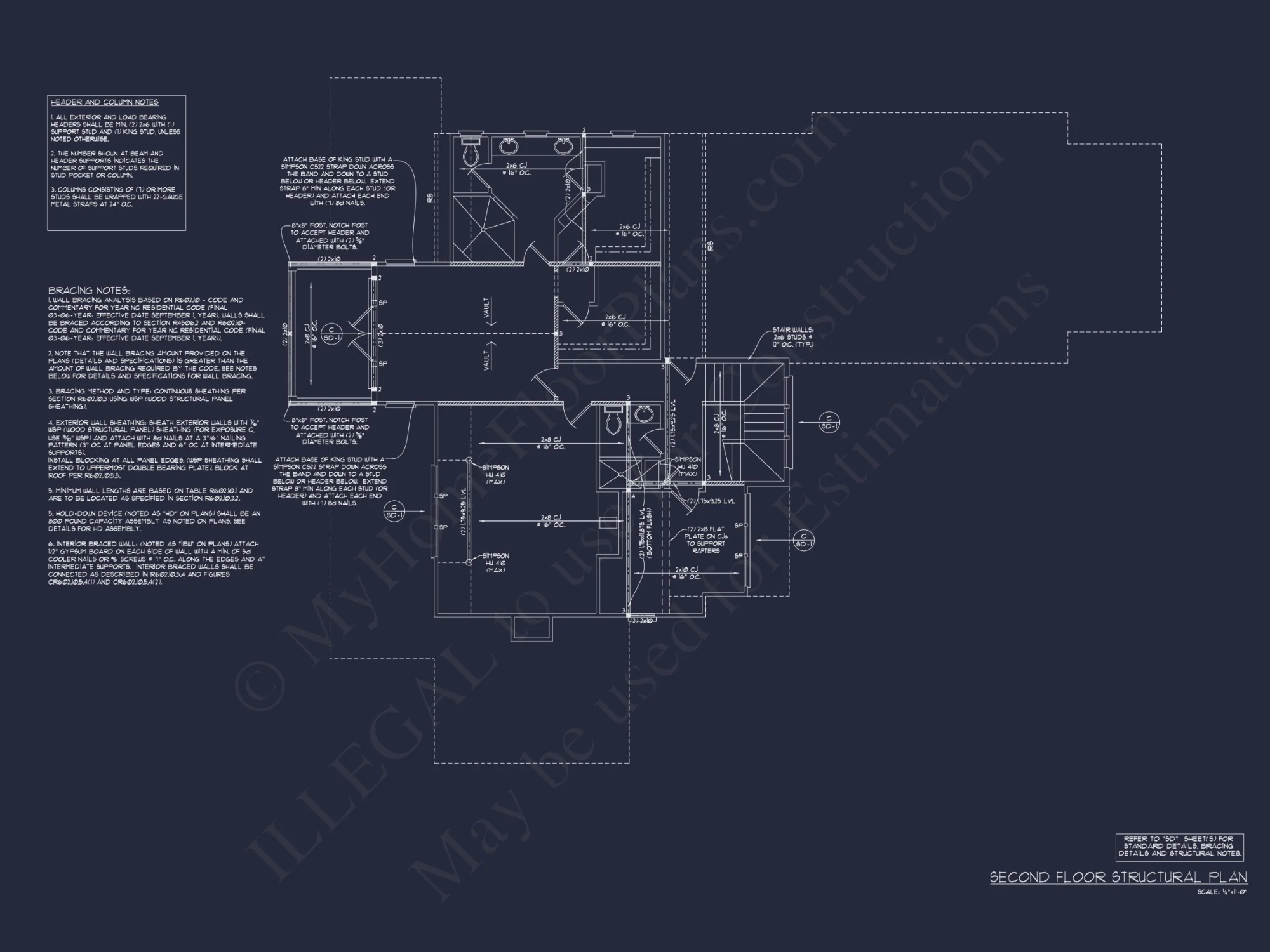 Craftsman house Floor Plan: 2-Story, 3-Bed Blueprint