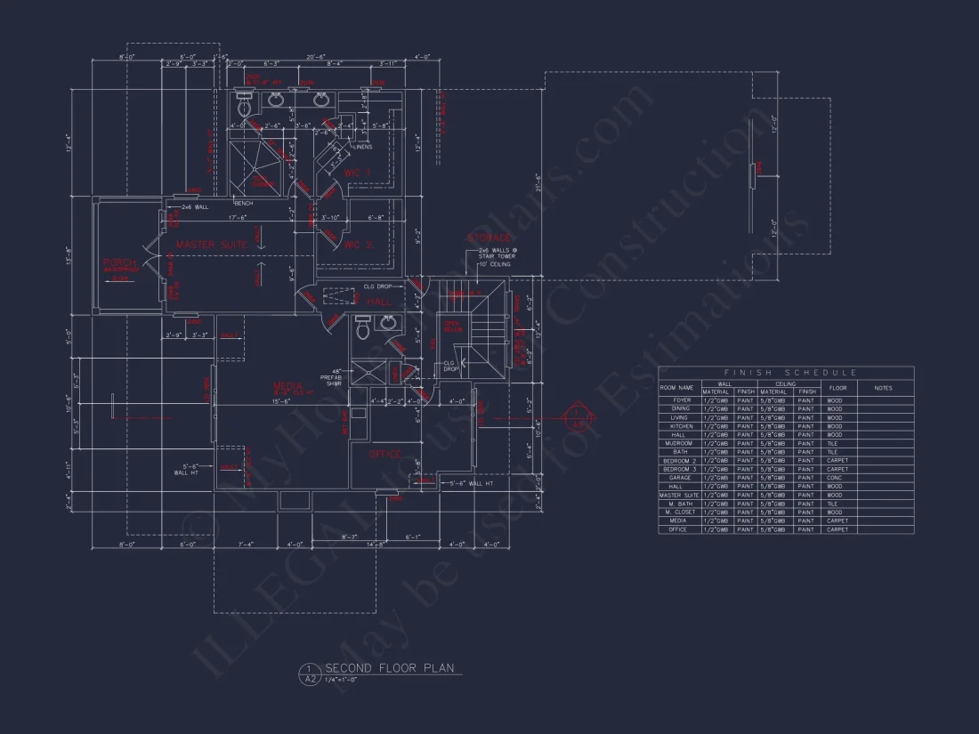 Craftsman house Floor Plan: 2-Story, 3-Bed Blueprint