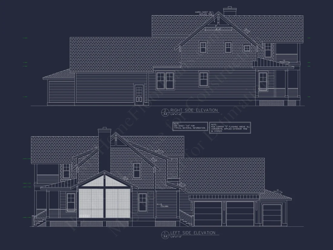 Craftsman house Floor Plan: 2-Story, 3-Bed Blueprint