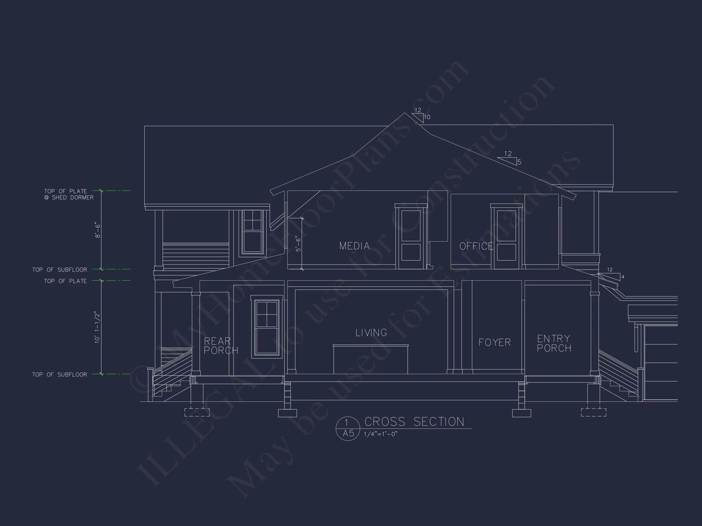 Craftsman house Floor Plan: 2-Story, 3-Bed Blueprint