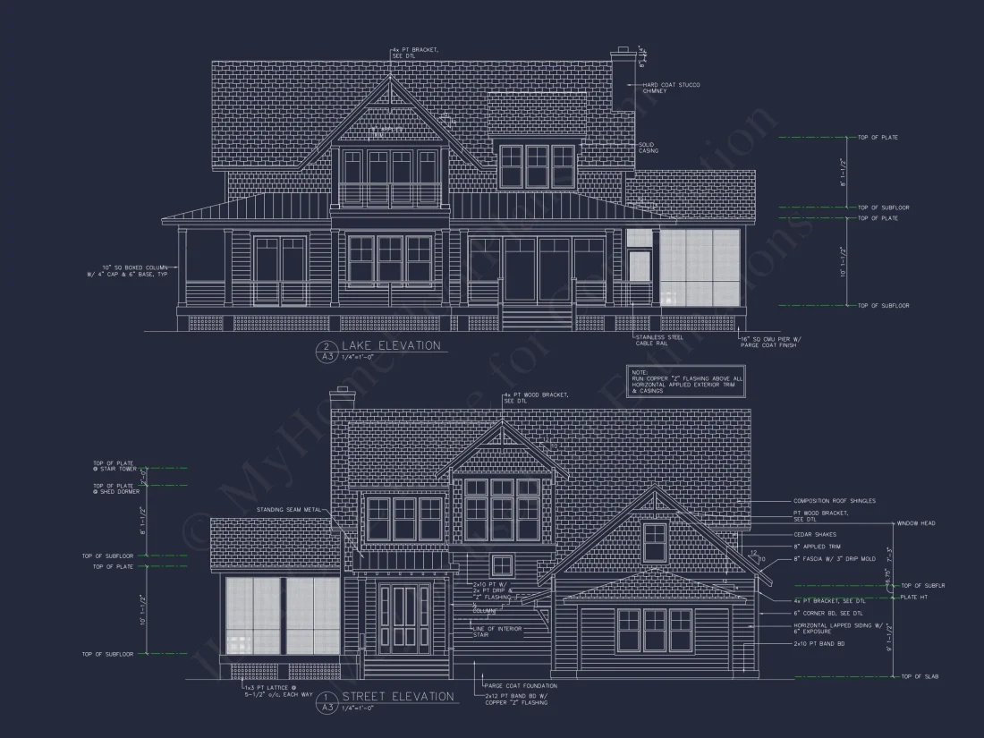 Craftsman house Floor Plan: 2-Story, 3-Bed Blueprint