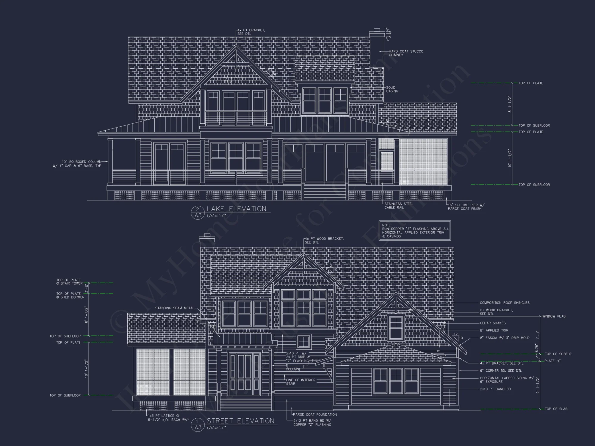 Craftsman house Floor Plan: 2-Story, 3-Bed Blueprint