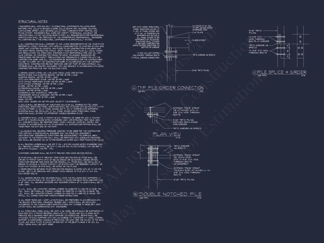 Coastal house Floor Plan: 3-Bed, 2-Story Blueprint