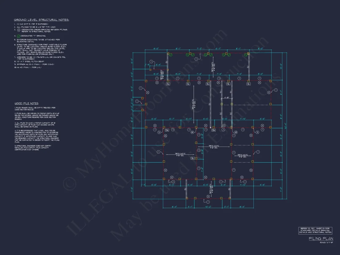Coastal house Floor Plan: 3-Bed, 2-Story Blueprint
