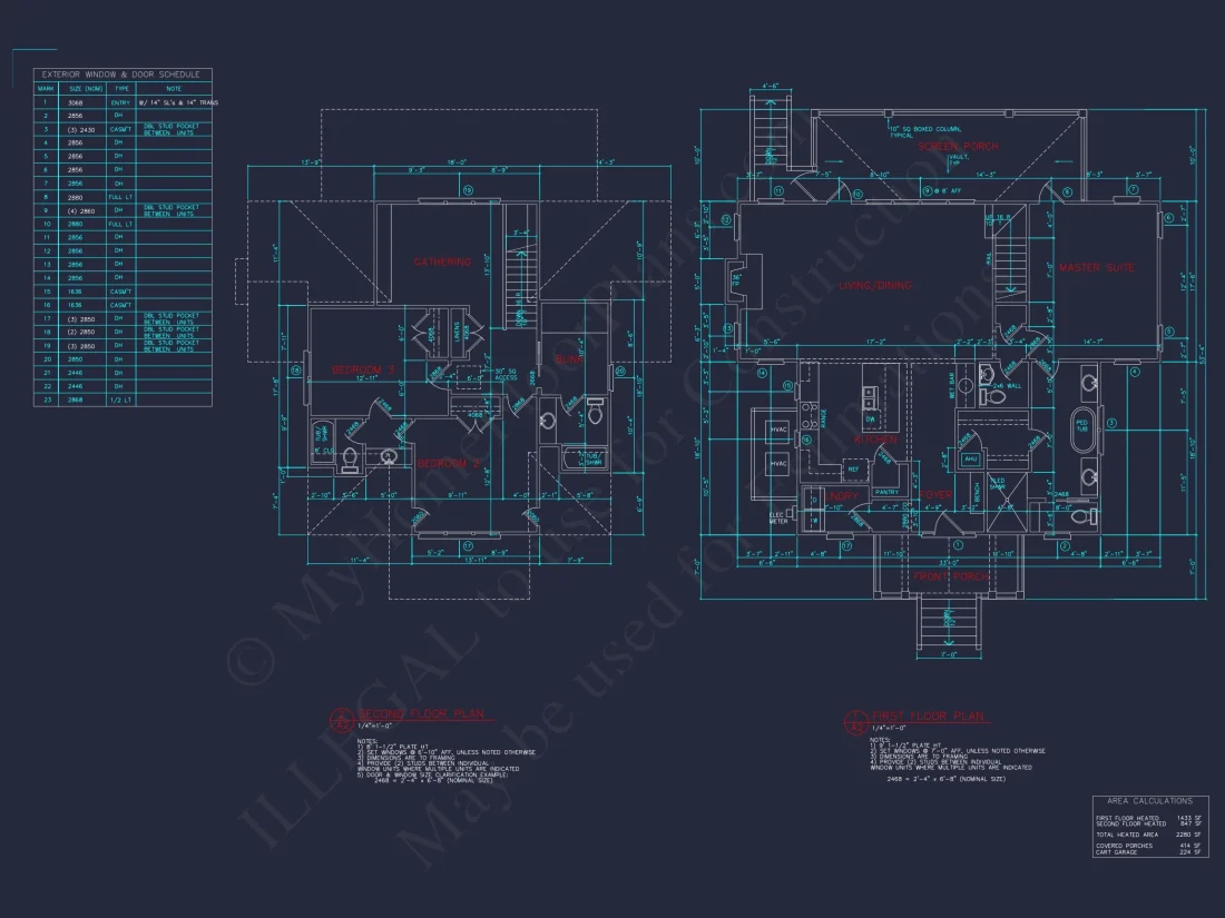 Coastal house Floor Plan: 3-Bed, 2-Story Blueprint