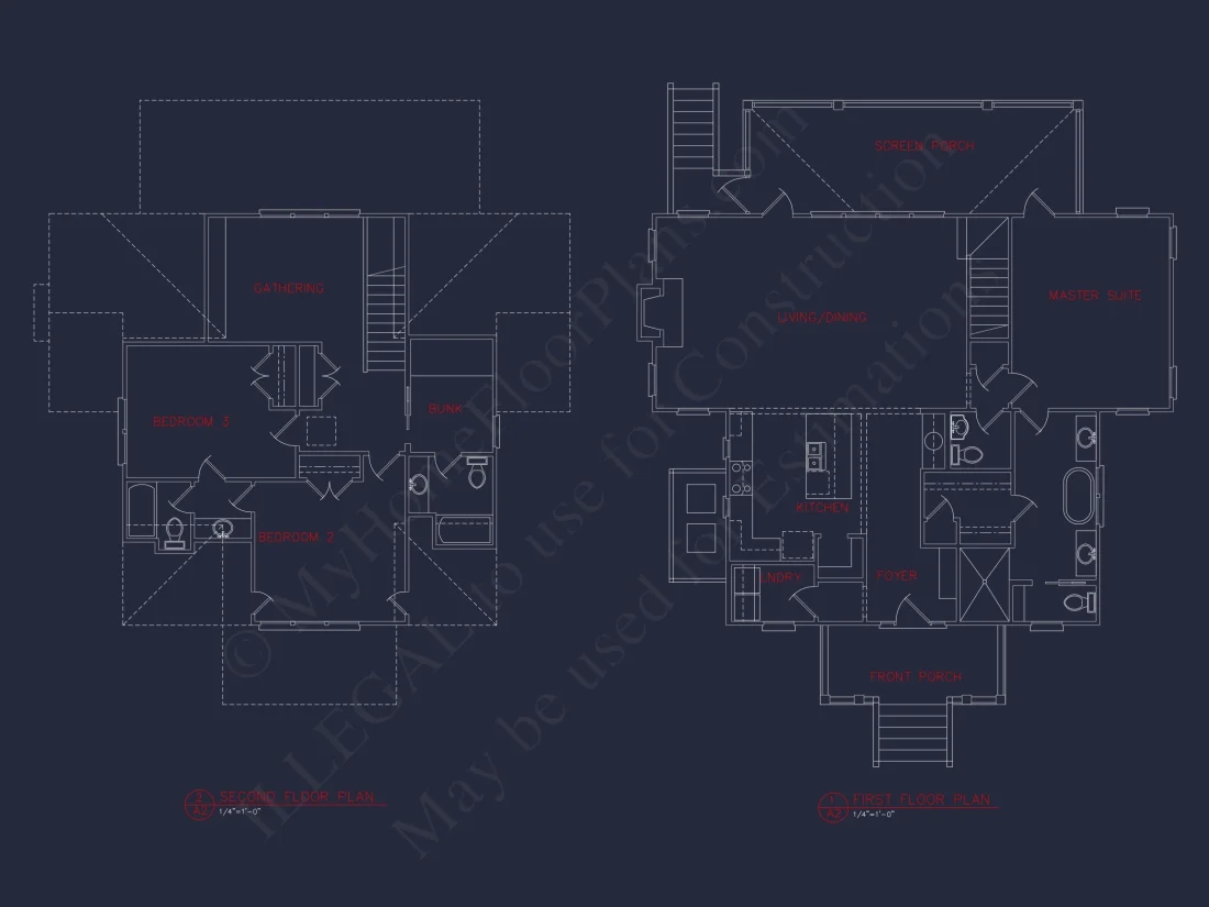 Coastal house Floor Plan: 3-Bed, 2-Story Blueprint