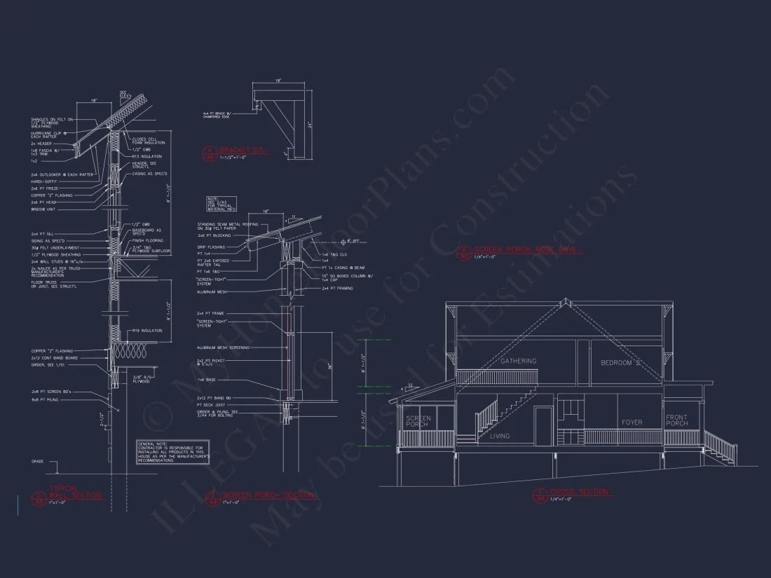 Coastal house Floor Plan: 3-Bed, 2-Story Blueprint