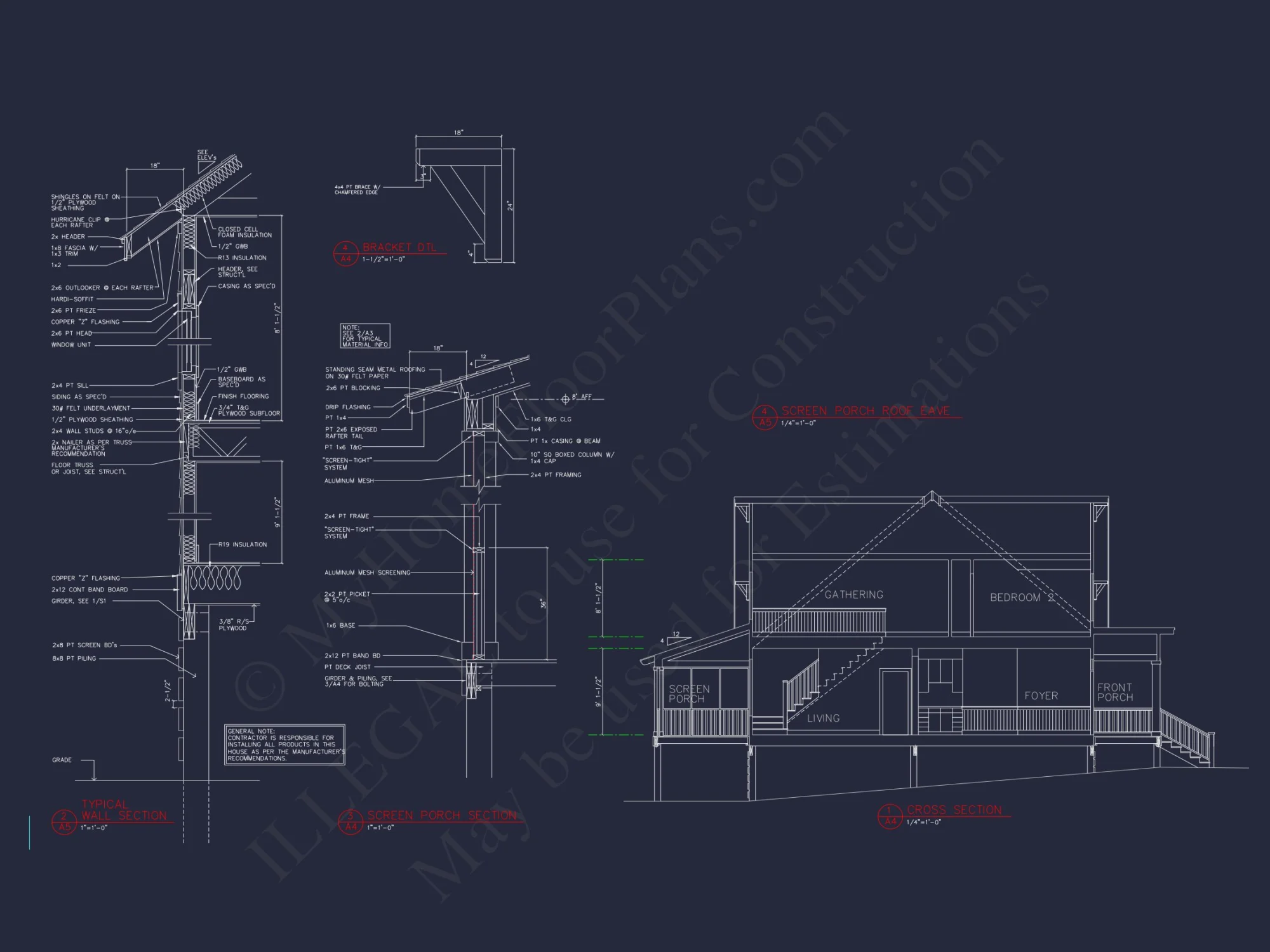 Coastal house Floor Plan: 3-Bed, 2-Story Blueprint
