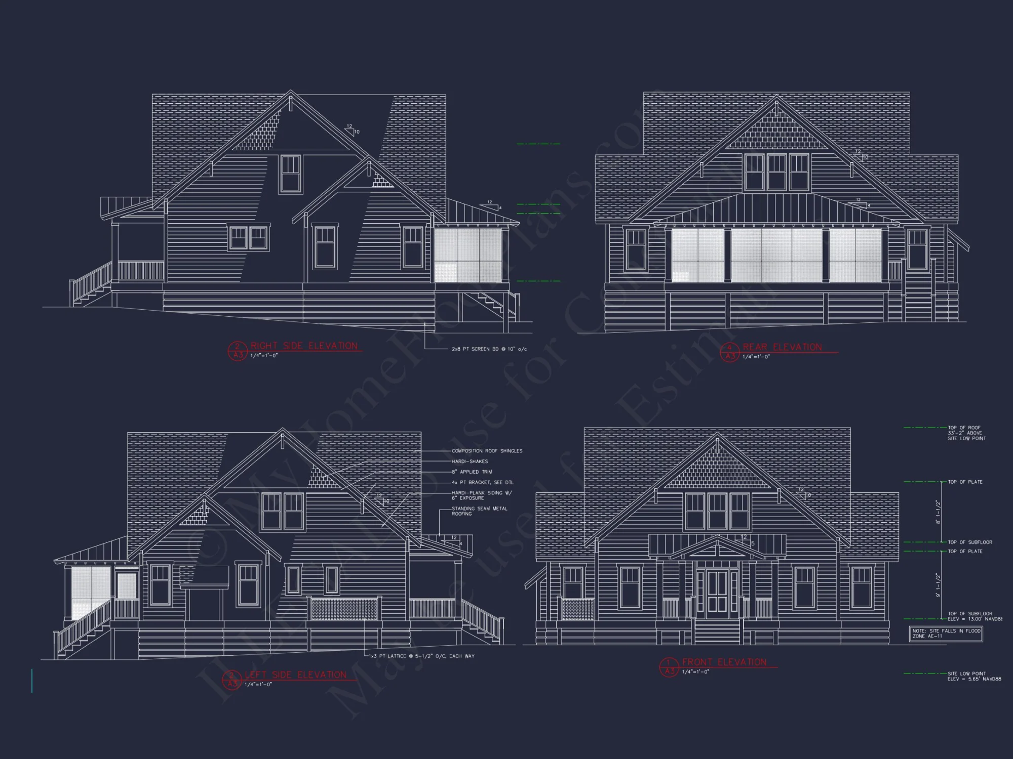 Coastal house Floor Plan: 3-Bed, 2-Story Blueprint